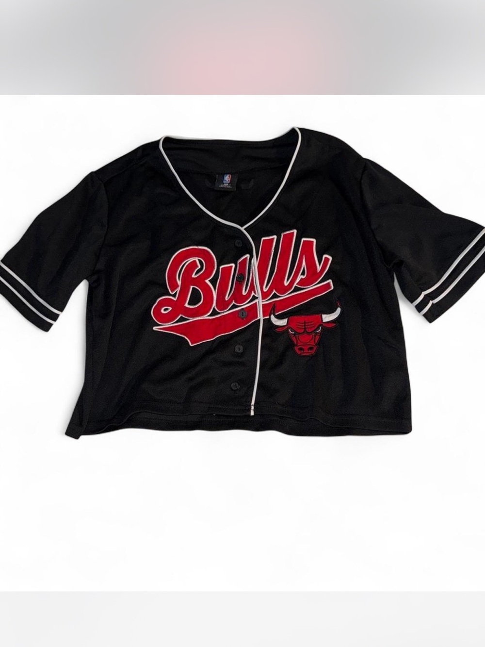 Vintage NBA Chicago bull Black and Button-Up Cropped Jersey Top